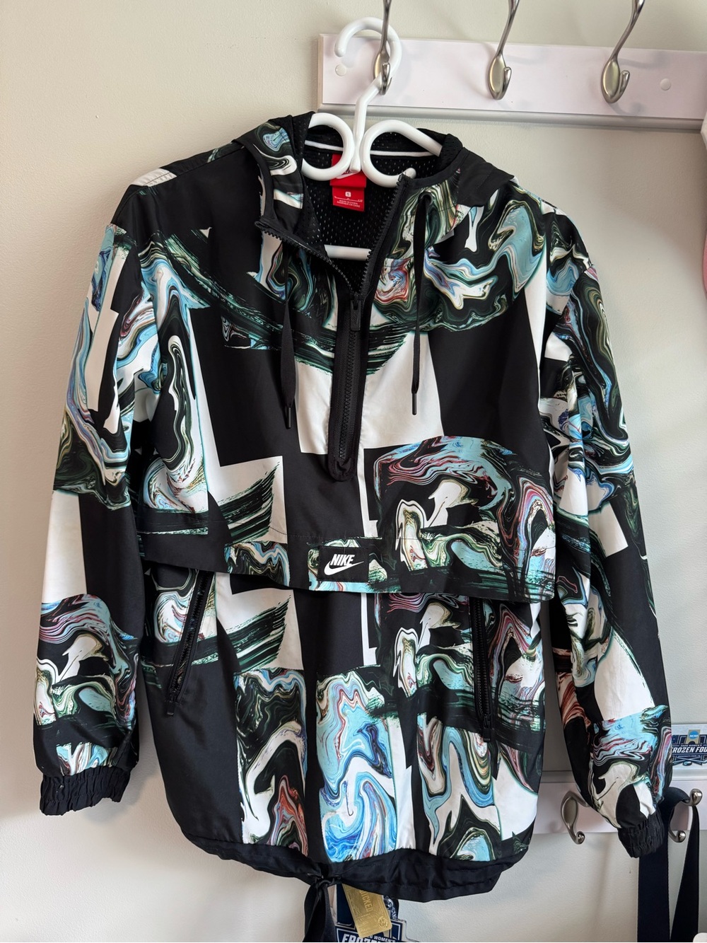 Nike Black Pullover Jacket with Marble Swirl Accents